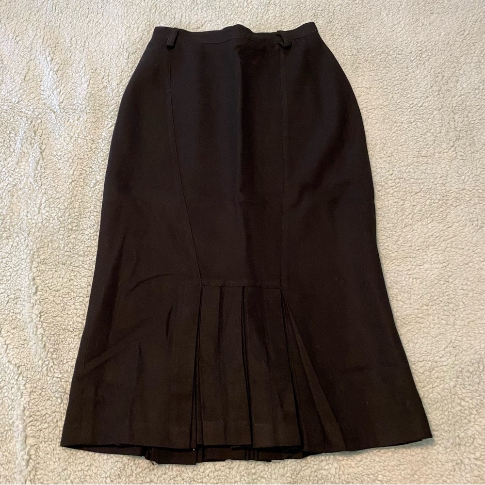 Long Black Skirt from Greece with Pleats - European Size 44
